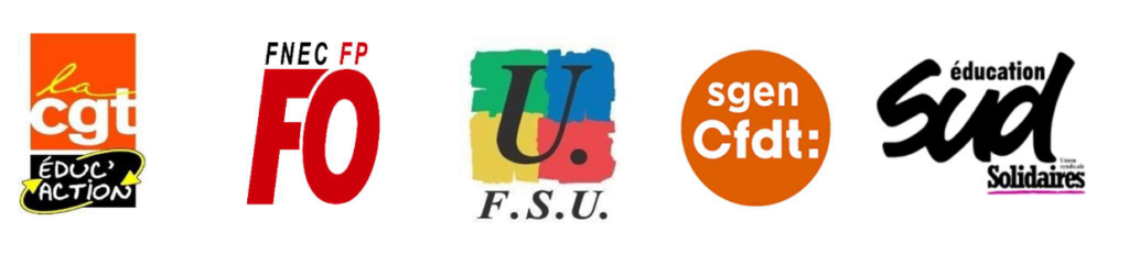 logos CGT FO FSU CFDT SUD éducation