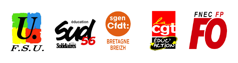 logos FSU Sud éducation CFDT CGT FO